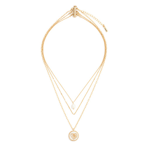 Grateful Heart Mother of Pearl Necklace - Gold slide 