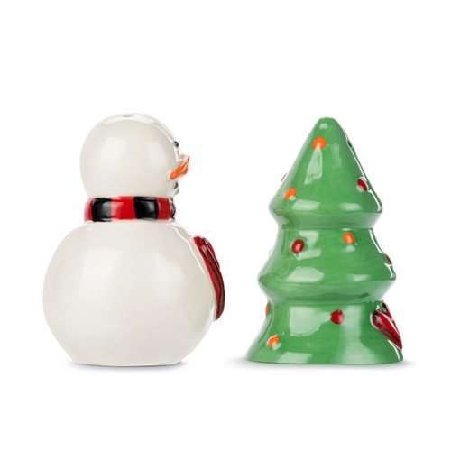 Snowman and Tree Salt and Pepper Shakers - Set of 2 slide 