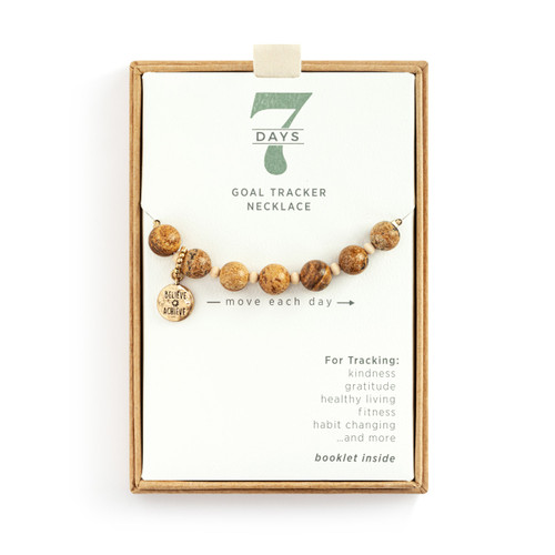 7 Days Tracker Necklace - Taupe and Gold slide 