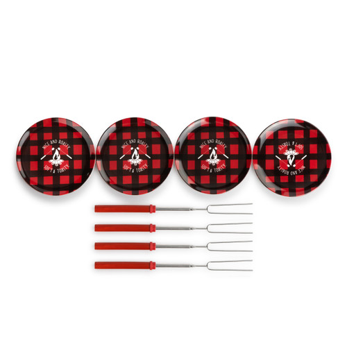 Melamine Plates & Sticks Fireplace Smores Kit - Set of 4 slide 