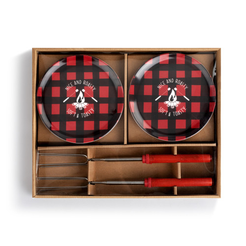 Melamine Plates & Sticks Fireplace Smores Kit - Set of 4 slide 