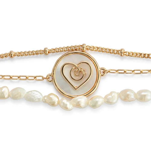 Grateful Heart Mother of Pearl Bracelet - Gold slide 