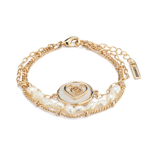 Grateful Heart Mother of Pearl Bracelet - Gold slide 