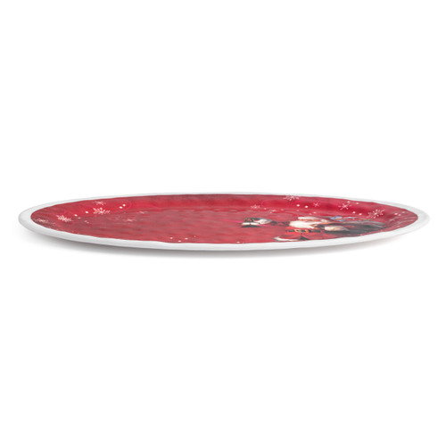 Red Snowfall Santa Large Melamine Oval Platter slide 