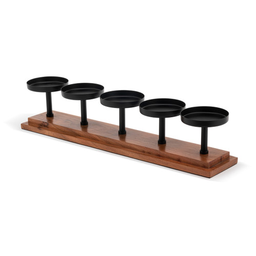 Iron and Wood 5- Candle Holder slide 