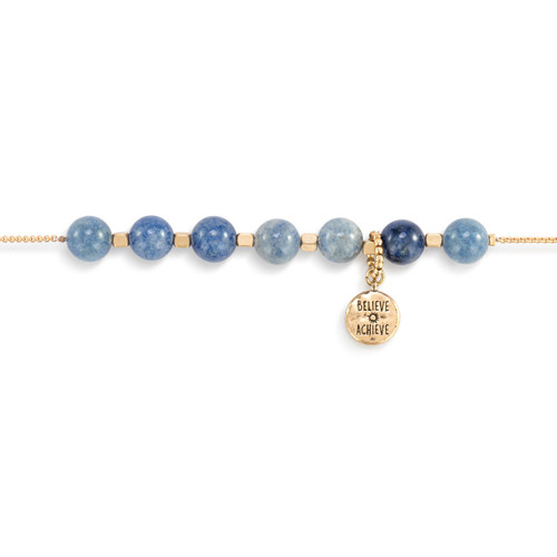 7 Days Indigo and Gold Adjustable Tracker Bracelet 9.5" slide 
