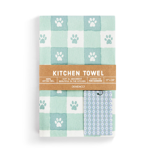 Paw Print Gingham Kitchen Towel slide 