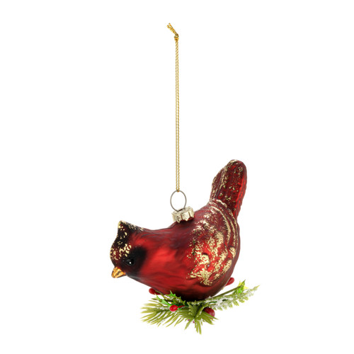 Red & Gold Cardinal with Holly Ornament slide 