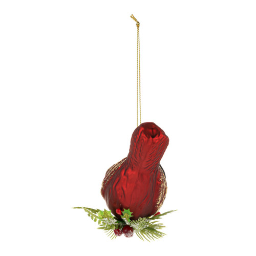 Red & Gold Cardinal with Holly Ornament slide 