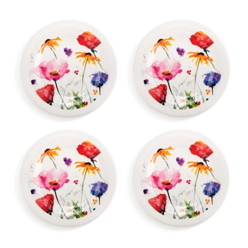 Wildflowers Melamine Appetizer Plates - Set of 4 slide 