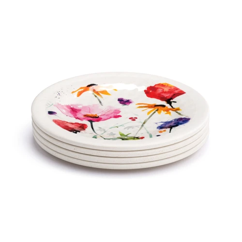 Wildflowers Melamine Appetizer Plates - Set of 4 slide 