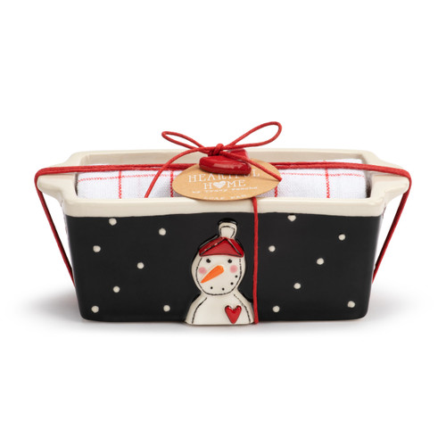 Mini Loaf Pan with Towel Set - Evening Snowman slide 