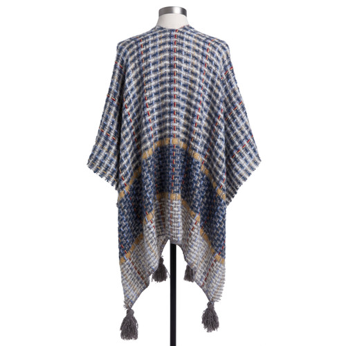 Woven Textured Kimono - Navy slide 