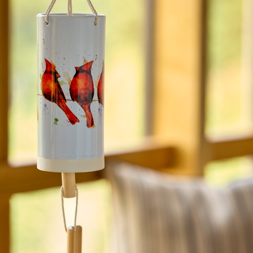 Cardinals on a Wire Windchime slide 
