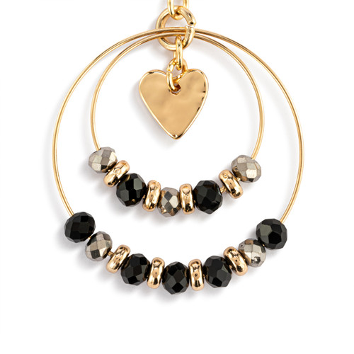 Beaded Love Earrings - Black slide 