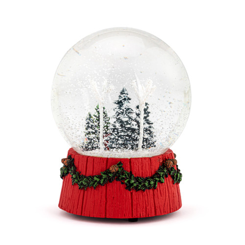 Musical Red Truck Wood Base Snow Globe slide