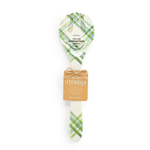 Green Plaid Melamine Serving Utensil Set slide 