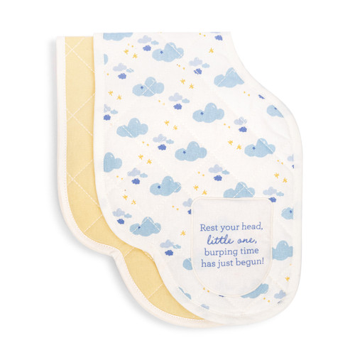 Burp Cloths Set of 2 - Blue Clouds slide 