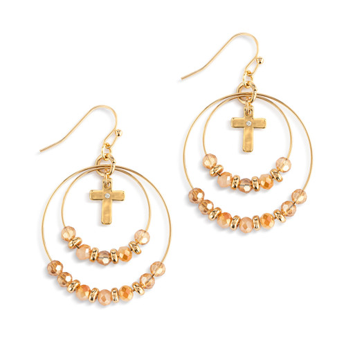 Beaded Prayer Earrings - Champagne slide 