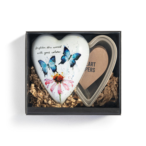 Butterflies & Coneflower Art Heart Keeper slide 