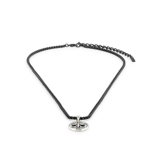 Men's Compass Necklace - Black slide 