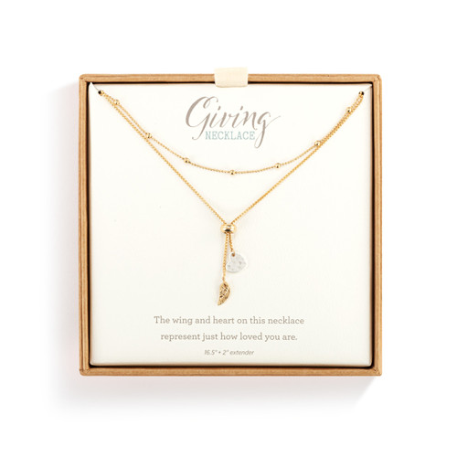 Lariat Charm Necklace - Heart and Wing slide 