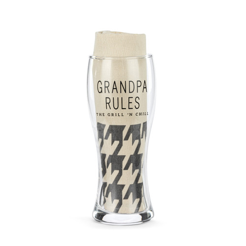Grandpa Rules Pilsner Glass & Towel Set slide 