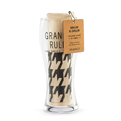 Grandpa Rules Pilsner Glass & Towel Set slide 