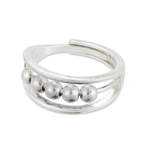 BeCalm Silver Adjustable Spinning Fidget Ring 1" slide 
