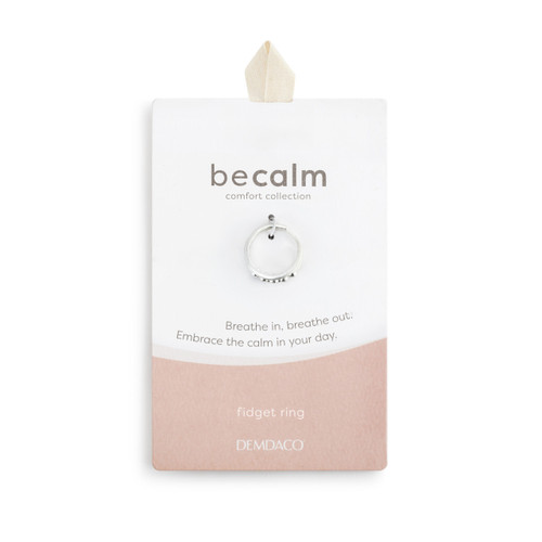 BeCalm Silver Adjustable Spinning Fidget Ring 1" slide 