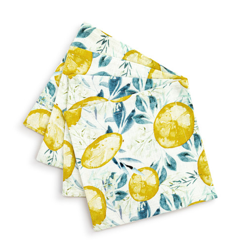Lemons Fabric Cocktail Napkin slide 