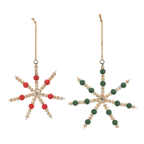 Wood Bead Snowflake Ornaments - 2 Assorted slide 