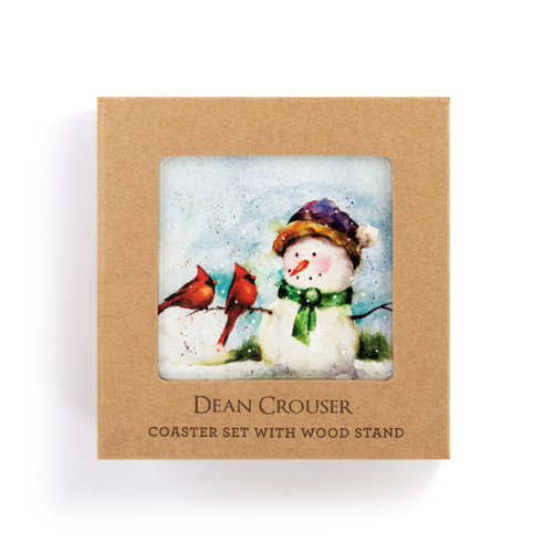 Snowman and Cardinals Coasters - Set of 4 slide 