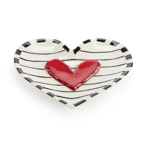 Tracy Pesche Heartful Home Red Heart Ceramic Giving Plate 10" x 10" slide 