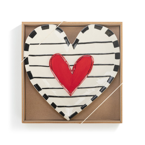 Tracy Pesche Heartful Home Red Heart Ceramic Giving Plate 10" x 10" slide 