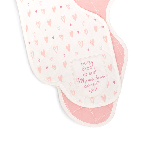 Burp Cloths Set of 2 - Pink Hearts slide 