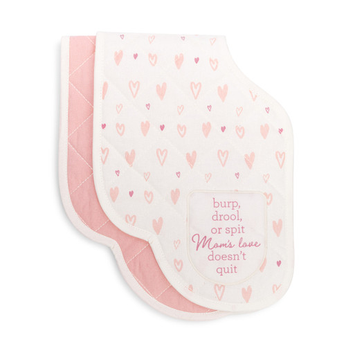 Burp Cloths Set of 2 - Pink Hearts slide 