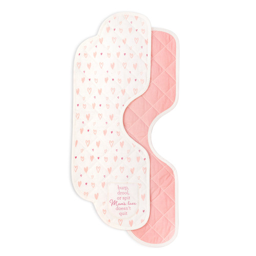 Burp Cloths Set of 2 - Pink Hearts slide 