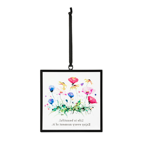Dean Crouser Life is Beautiful Wildflowers Suncatcher 3" x 3" slide 