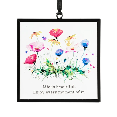 Dean Crouser Life is Beautiful Wildflowers Suncatcher 3" x 3" slide 