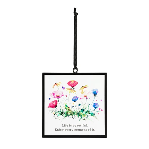 Dean Crouser Life is Beautiful Wildflowers Suncatcher 3" x 3" slide 