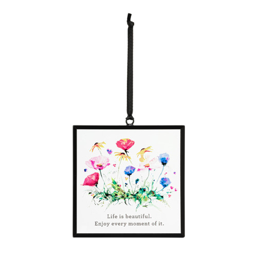 Dean Crouser Life is Beautiful Wildflowers Suncatcher 3" x 3" slide 