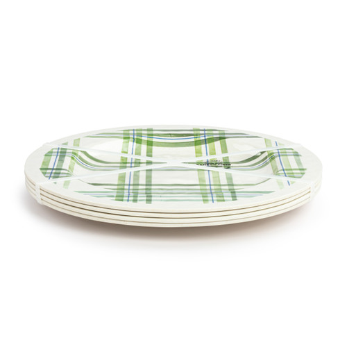 Green Plaid Melamine Dinner Plate S/4 slide 