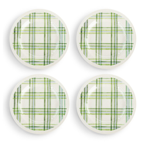 Green Plaid Melamine Dinner Plate S/4 slide 
