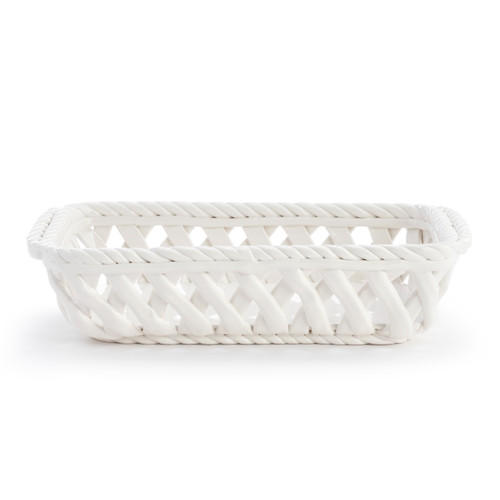 Gather 'Round Holiday Ceramic Bread Basket With Red Tea Towel slide 