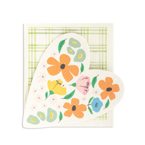 Heart BioDishCloths Green Plaid slide 