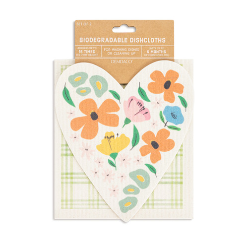 Heart BioDishCloths Green Plaid slide 