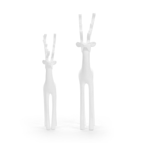 Large White Resin Reindeer Figures - Set of 2 slide 