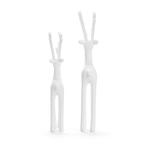 Large White Resin Reindeer Figures - Set of 2 slide 