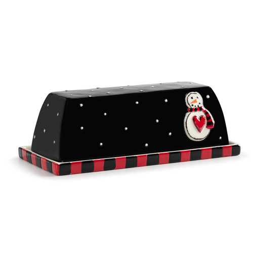 Snowman Polka Dot Butter Dish slide 